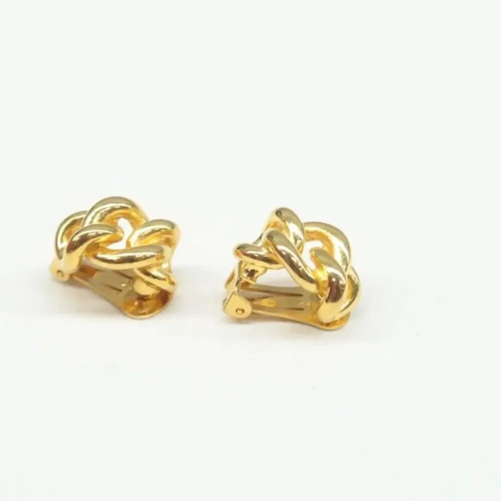 100% Authentic DIOR Gold Metal Clip-On Earrings 302-092924